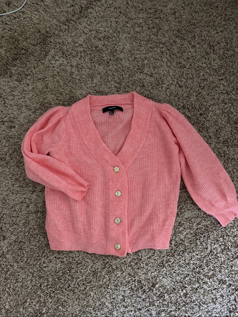 Vero Moda Coral Pink V-Neck Button Cardigan